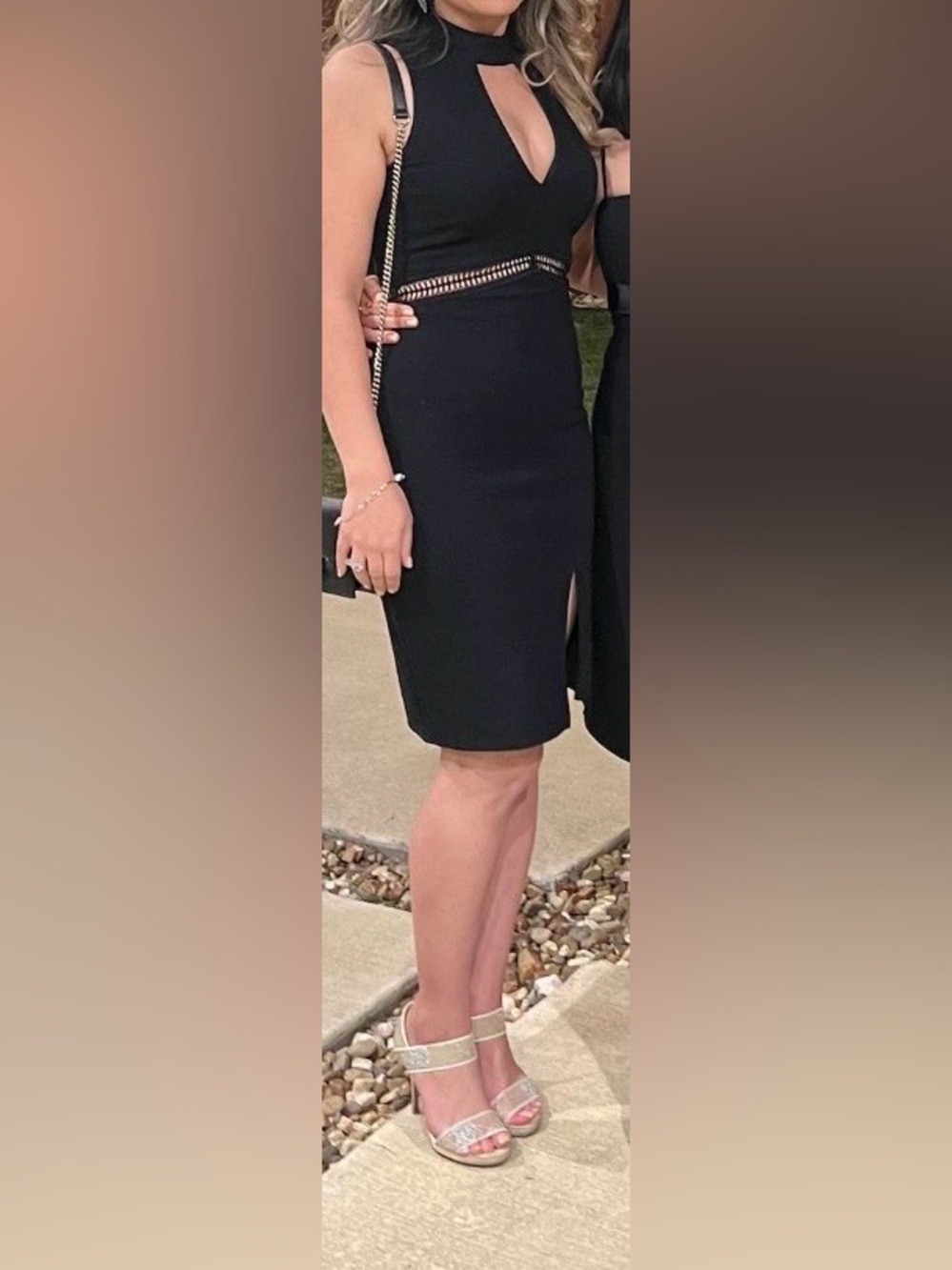 Gianni Bini Black Sleeveless Mock-Neck Midi Dress with Waist Accent